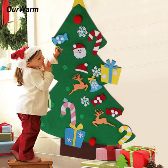 OurWarm DIY Felt Christmas Tree New Year Gifts Kids Toys Artificial Tree Wall Hanging Ornaments Christmas Decoration for Home