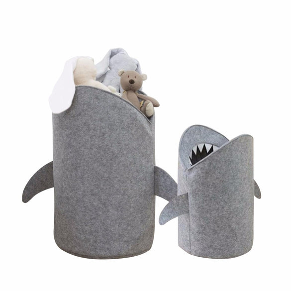 1PC Cute Shark Shaped Kids Toy Storage Basket Multi-Functional Premium Felt Home Laundry for Baby Toys and Clothing