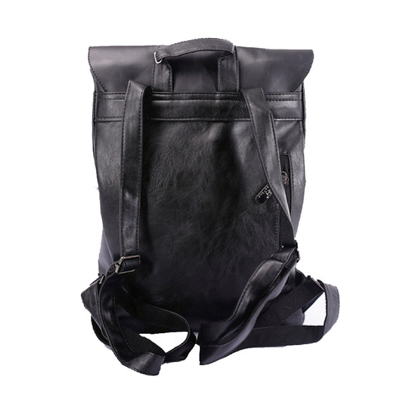 Three-Box Original Brand Men Backpacks Teenagers Solid Casual Male PU Leather School Large Laptop Bags Women Mochila 3514