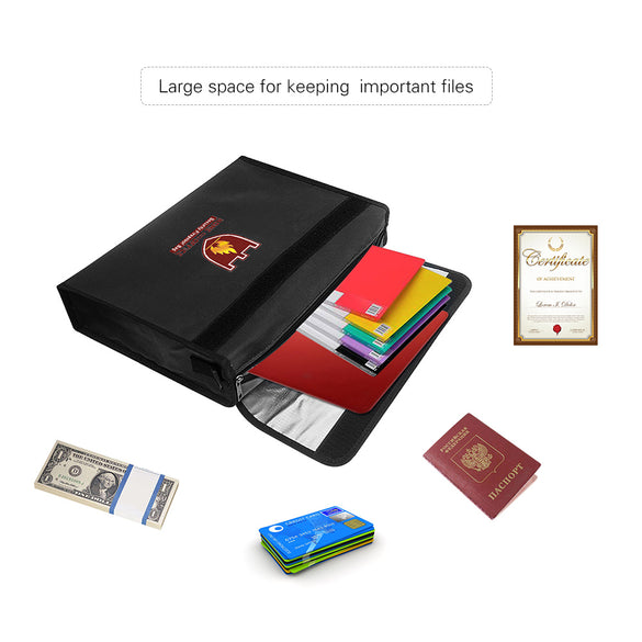 Fireproof Money Document File Bag Pouch Cash Bank Cards Passport Valuables Organizer Holder Safe Storage for Home Office paper