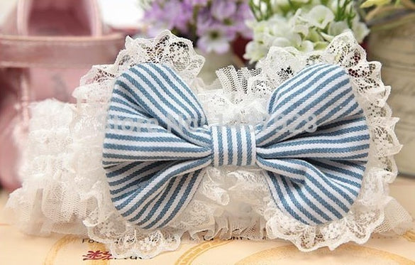 Hot child stripe bow lace Headwear Kids pictures princess tiara hair accessories wholesale A157