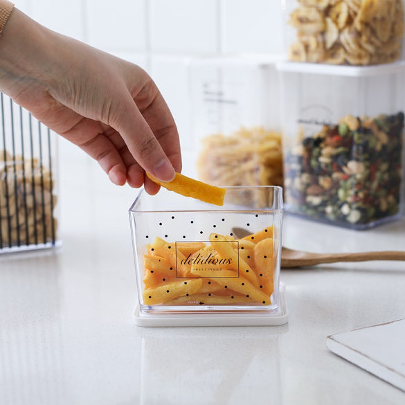 Plastic Sealed Kitchen Storage Box Transparent Food Cans Grain Dried Fruit Jar Cookie Tank Organizer Tools Nordic Painted Design