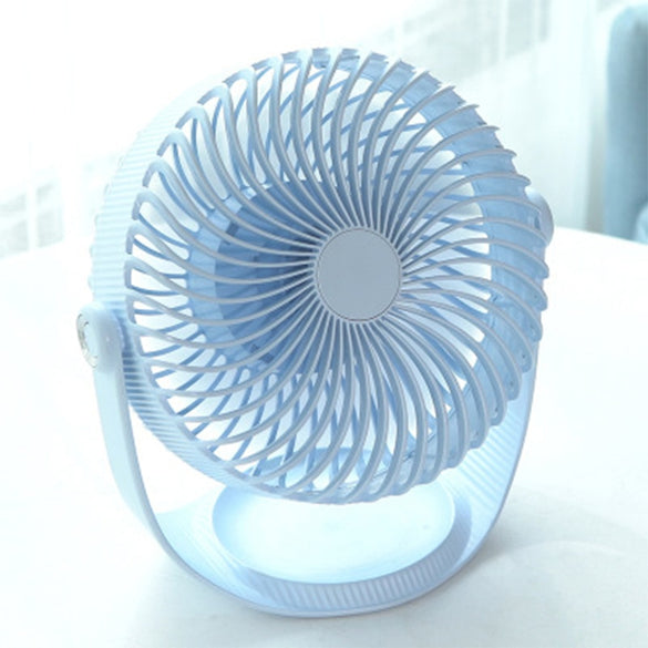 WXB Seven-inch Striped Desktop Large Wind Fan Portable Handheld Mini Desk Fans Small Cooling Mute Free Rotation USB Charging PC