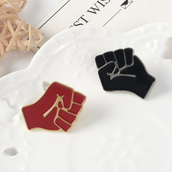 Raised Fist of Solidarity Enamel pin Red Black brooch Bag Hat Clothes Lapel Pin Badge Black Lives Matter Jewelry Gift