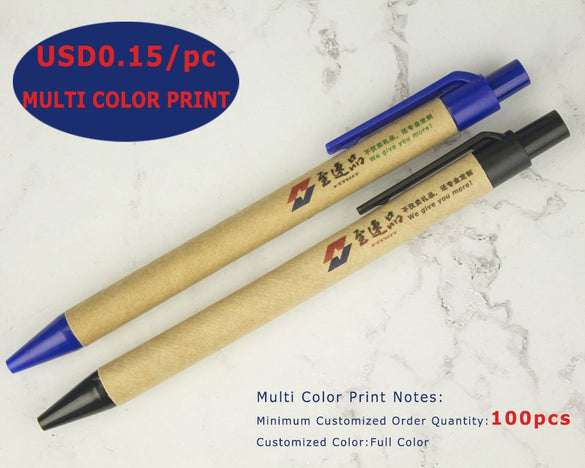 Lot 50pcs ECO Paper Ball Pen Black Ink Ballpoint Green Concept Custom pen Promotion Logo Gift Giveaway Personalized Pen Freebie
