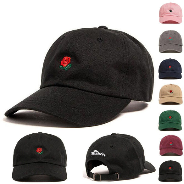 Sale Women Man Couples Adjustable The Hundreds Rose Flower Embroidered Baseball Cap Casual Cool Harajuku style Hiphop Visor Hat