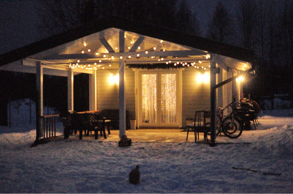 Novelty Outdoor lighting 5cm big size LED Ball string lamps Black wire Christmas Lights fairy wedding garden pendant garland