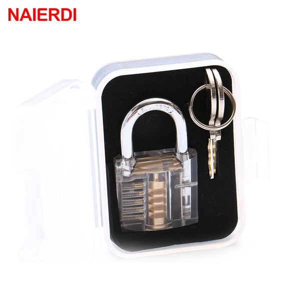 NAIERDI Locksmith Transparent Locks Pick Visible Cutaway Mini Practice View Padlock Hasps Training Skill For Furniture Hardware