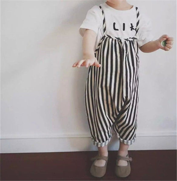 Cute Romper Overall Playsuits 0-4T Baby Girl Boy Toddler Striped High Quality Clothing Bib Pants Outfits