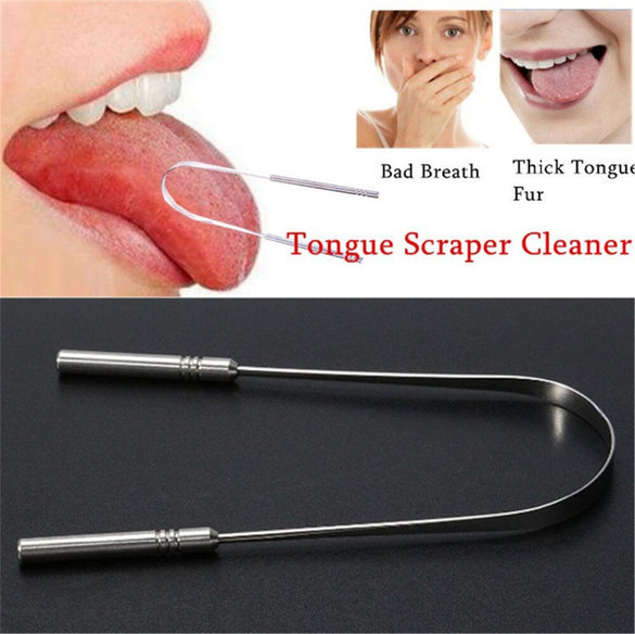 Stainless Steel Tongue Scraper Cleaner Fresh Breath Cleaning Coated Tongue Toothbrush Dental Oral Hygiene Care Tools