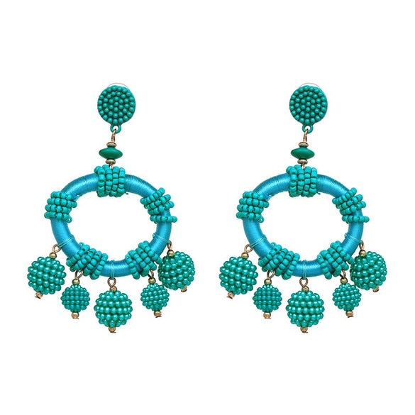 JUJIA Luxury Exaggerate Dangle Earrings for Women Vintage Charm Beads Drop Earrings Handmade Pendientes Jewelry