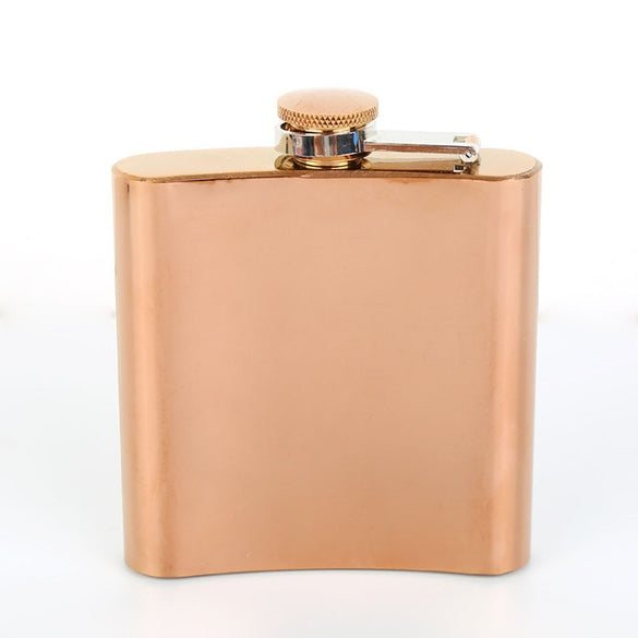 Portable 6oz Hip Flask Gold Plated Gradient Color Rainbow Colored Stainless Steel Flask Screw Cap Whiskey Wine Bottle