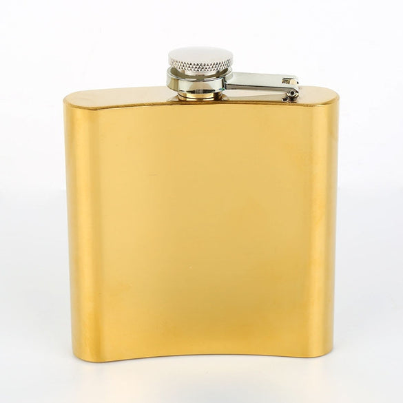 Portable 6oz Hip Flask Gold Plated Gradient Color Rainbow Colored Stainless Steel Flask Screw Cap Whiskey Wine Bottle