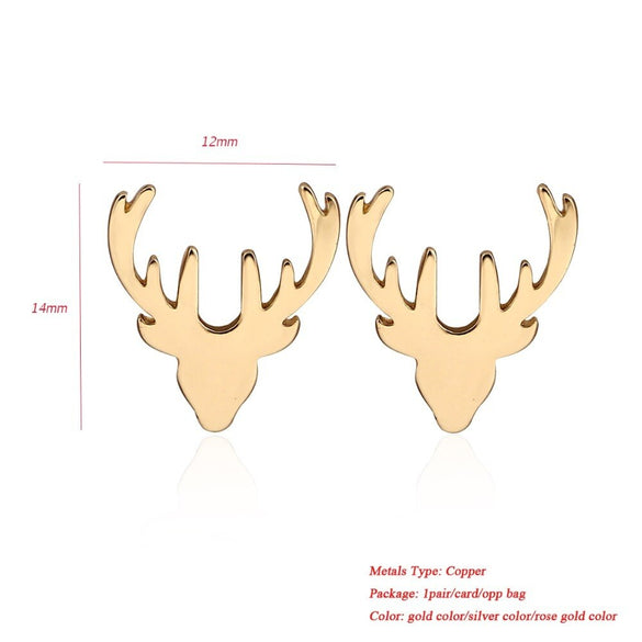 Jisensp Fashion Deer Stud Earrings for Women Cute Elk Animal Earrings Pendientes Ear Jewelry Christmas Accessories Gifts Bijoux