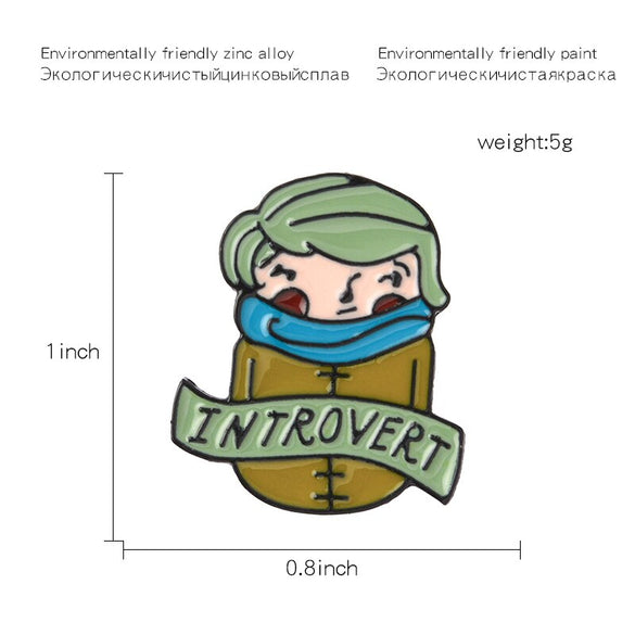 Introverted Boy Girl Brooch Banner Pin Introvert's Brooches Lapel pins Badges Brooches Enamel pins Anti-People Person Jewelry
