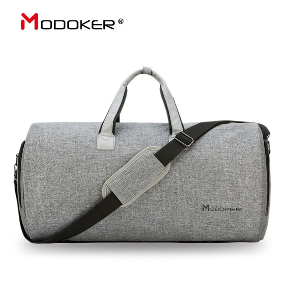 Modoker Garment Travel Bag with Shoulder Strap Duffel Bag Carry on Hanging Suitcase Clothing Business Bags Multiple Pockets Grey