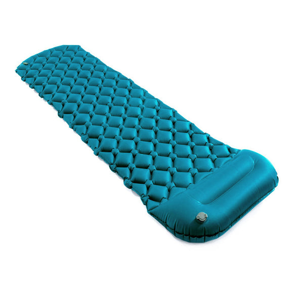 Outdoor Inflatable Camping Mat Pad Cushion Protable TPU Beach Sleeping Mattress Moisture-proof Inflation Pad Field  With Pillow