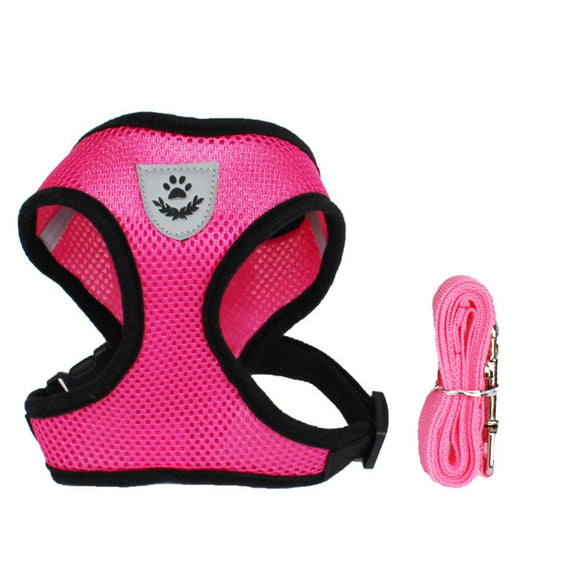 Cat Dog Adjustable Harness Vest Walking Lead Leash For Puppy Dogs Collar Polyester Mesh Harness For Small Medium Dog Cat Pet