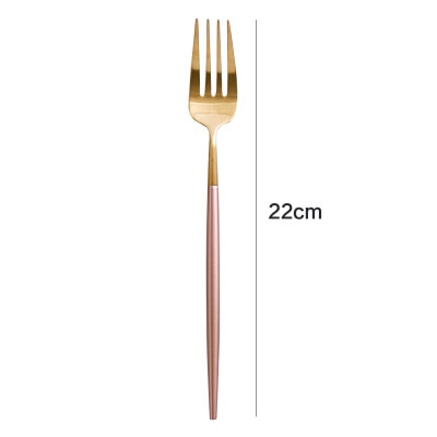 Korean Royal Pink Golden Tableware Cutlery Set Dinner Knife S poon Fork Sets 18/8 Stainless Steel Western Gold Dinnerware Set1pc