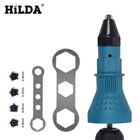 HILDA Electric Rivet Nut Gun Riveting Tool Cordless Riveting Drill Adaptor Insert Nut Tool Riveting Drill Adapter 2.4mm-4.8mm