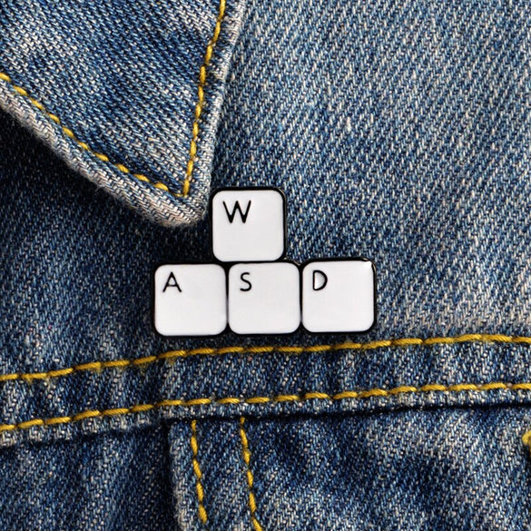 WASD Keyboard Pin Video game Brooch Super Controller Play Enamel Pin Lapel pin badges Hat Bag Clothes Computer Jewelry Gifts