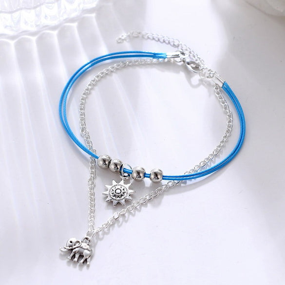 Miss JQ 14 Colors New Design Fashion Accessories Simple Colorful Sun Elephant Anklets for Women Charm Anklets for Beach Jewelry