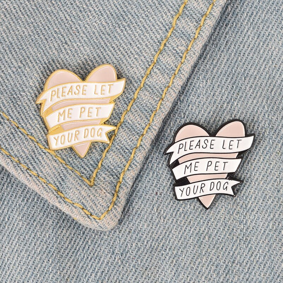 Pink heart banner enamel pin white black pet dog related Brooch Gift Animal Button Badge Cap Clothes lapel pin jewelry gift