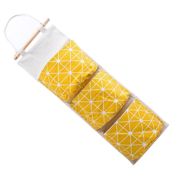 Hoomall Linen 3 Pockets Sundries Storage Bags Multilayer Wall Hanging Organizers Kitchen Bathroom Door Wardrobe Hanging Bag