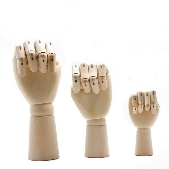 New 1Pc Right Left Hand Wooden Model Sketching Drawing Jointed Movable Fingers Mannequin