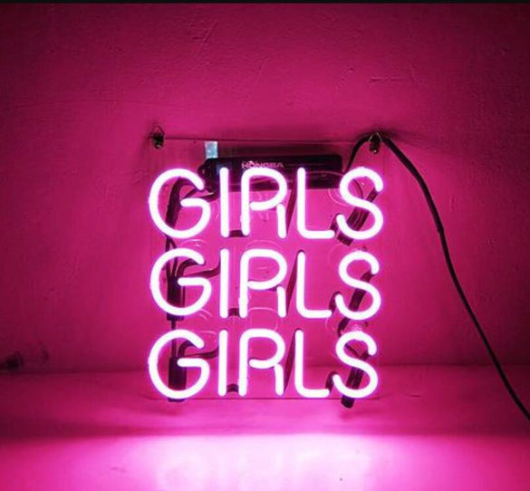 Custom Pink Girls Girls Girls Glass Neon Light Sign Beer Bar