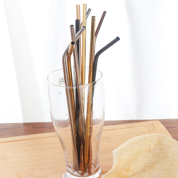 4PCS Metal Drinking Straws Reusable Colorful Stainless Steel Straw+1 Brush Metal Drink Yerba Juice Bar Accessorie Party
