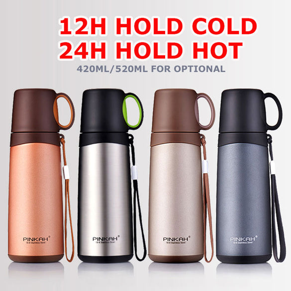 PINKAH Thermos Bottle 420ml 520ml Stainless Steel Vacuum Flask Travel Coffee Thermo Mug School Insulated Bottle Home Thermo Cup