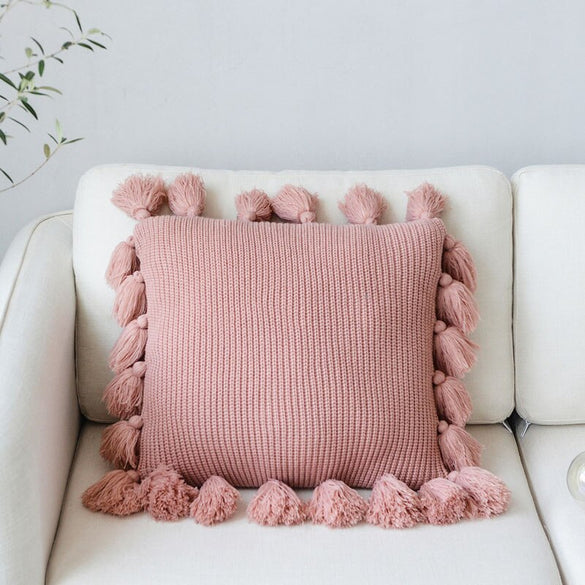 Knit Cushion Cover Solid Ivory Grey Pink Ivory Green Solid Pillow Case 45*45cm Soft For Sofa  Bed Nursery Room Decorative