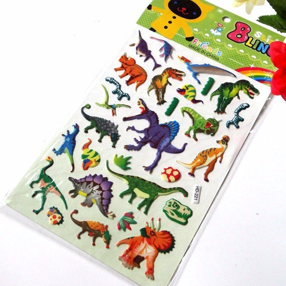 1sheets/set s size Random 3D dimensional Jurassic dinosaur stickers for kids toys home wall decor cartoon mini fridge laptop