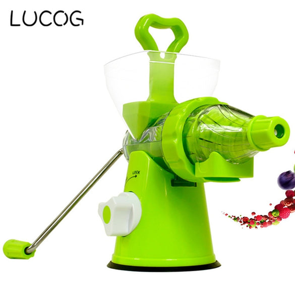 LUCOG Multifuctional Kitchen Household Crank Single Auger Juicer with Suction Base home Juicer for Wheatgrass Fruit Vegetable (Green)