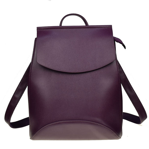 Minimalist Slim PU Leather Womens Backpack