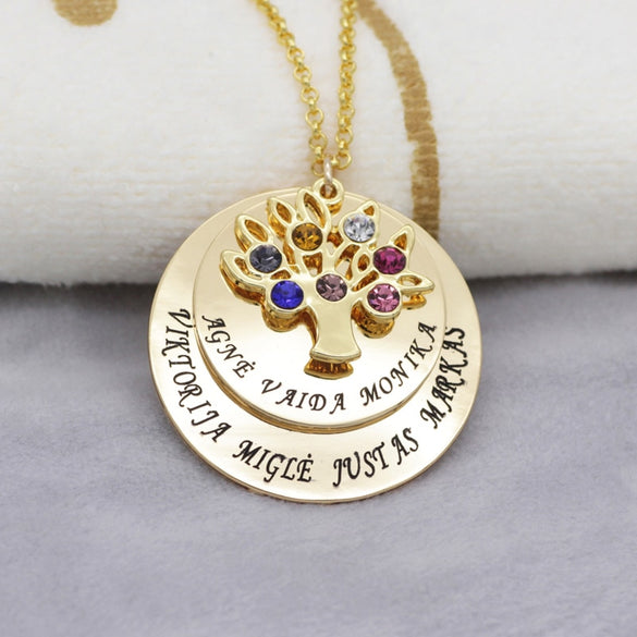 Personalized Family Tree Pendant Necklace with Birthstones 2018 New Arrival  Birthstone Necklaces Custom Made Any Name YP2548