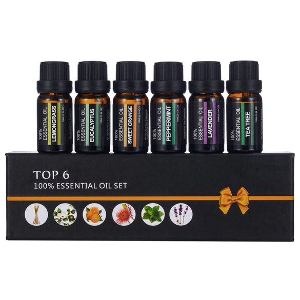 6Pcs/set 100% Pure Natural Aromatherapy Oils Kit 10ml For Humidifier Water-soluble Fragrance Oil Massage Essential Oil Set