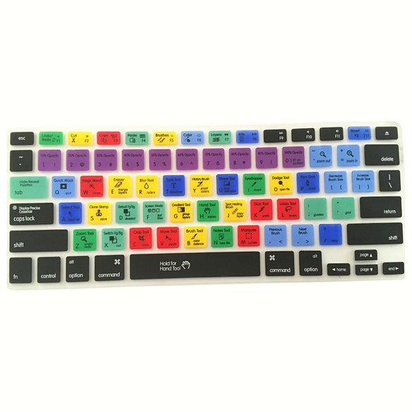 Adobe Photoshop Keyboard Shortcut Design Functional Silicone Cover For Macbook Pro Air 13 15 17 Protector Sticker PS Keyboard