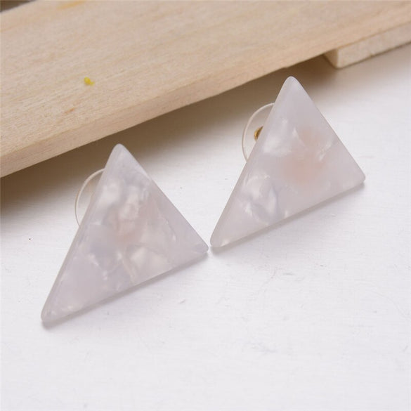2019 New Design Women Geometric Triangle Acrylic Stud Earrings For Women Punk Style Handmade Earrings Wholesale Accessories (white)