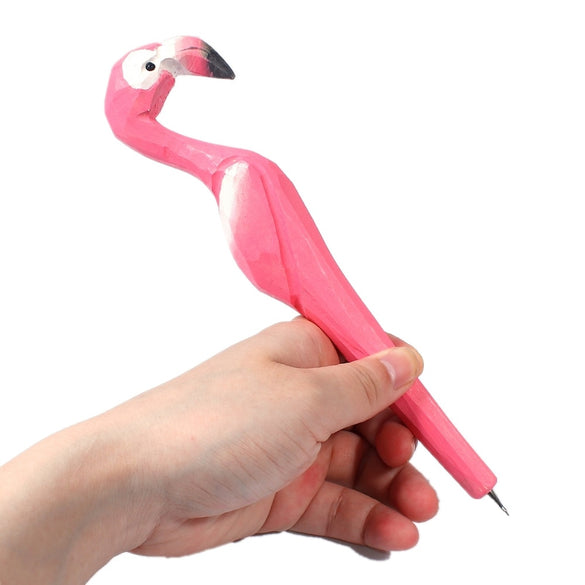 Creative1pc wood forest Pink Flamingo Ballpoint pen Party Favor Gift Office Stationery School Writing Supplies Escolar Papelaria