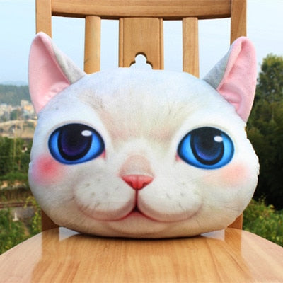 35cmx36cm 3D Cute Cat Dog Head Pillow Cushion Home Sofa Car Seat Cushions Creative Cartoon Cat Nap Pillow Cushion Baby Doll Gift