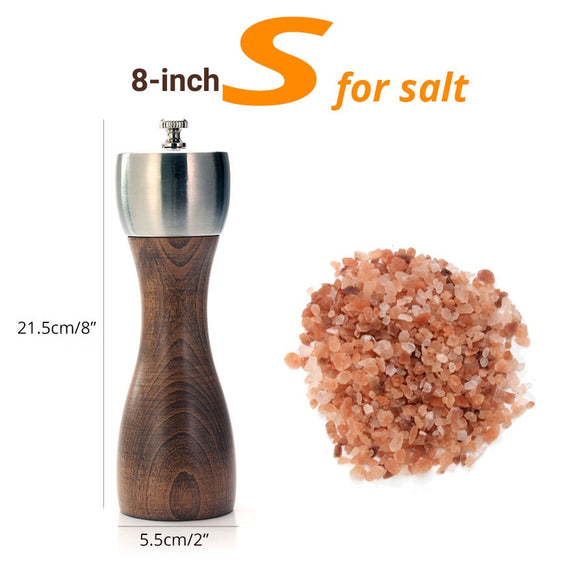 Premium Beech Pepper Mill - precision carbon steel Rotor Use for peppercorn, sea salt, black pepper and more, kitchen tools