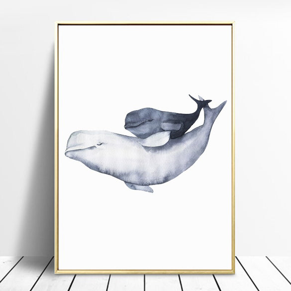 Watercolor Whales Canvas Artwork Posters and Prints Wall Art Painting Wall Pictures For Living Room Nordic Picture Decoration