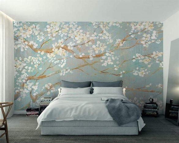 Beibehang Custom 3D wallpaper murals plain hand painted oil painting cherry blossom TV background wall wallpaper for walls 3 d