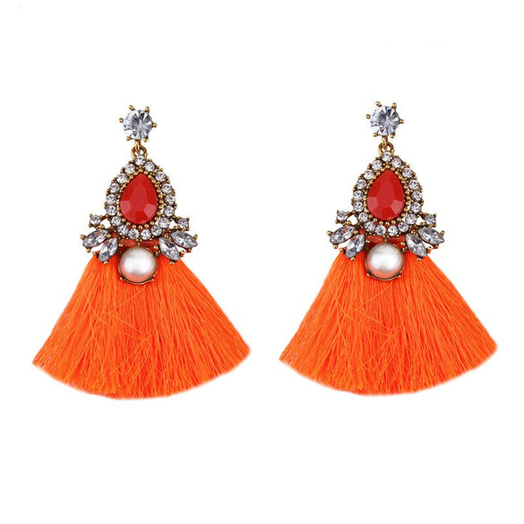 Best lady Boho Big Sector Tassel Earrings Hot Sale Multi Color Wedding Jewelry Wholesale New Charm Dangle Drop Earring for Women