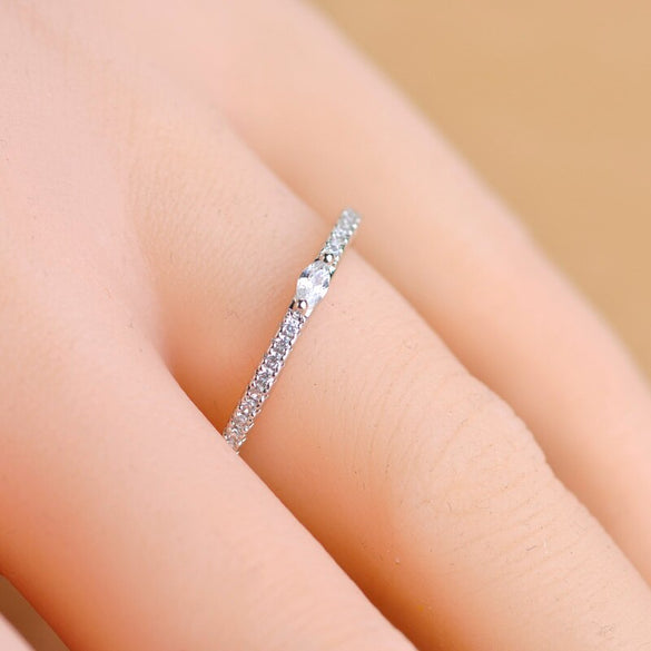 MECHOSEN Couple Zircon Thin Rings For Women Men Wedding Bridal Prong Setting Crystals Anel Micro Pave High Quality Noble Anneaux