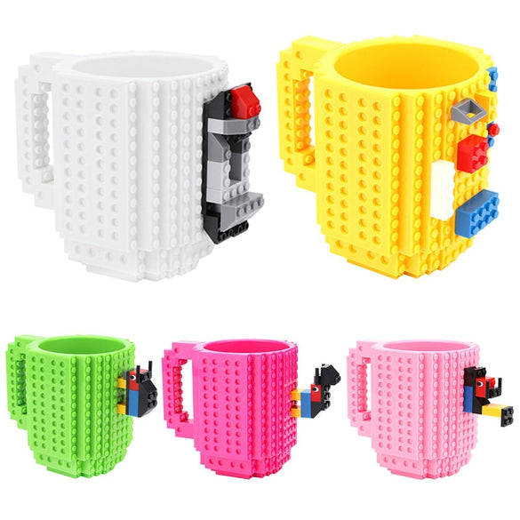 1Pc 12oz Coffee Mug Build-On Brick Mug Type Building Blocks Cup DIY Block Puzzle Mug Drinkware Drinking Mug 11 Colors