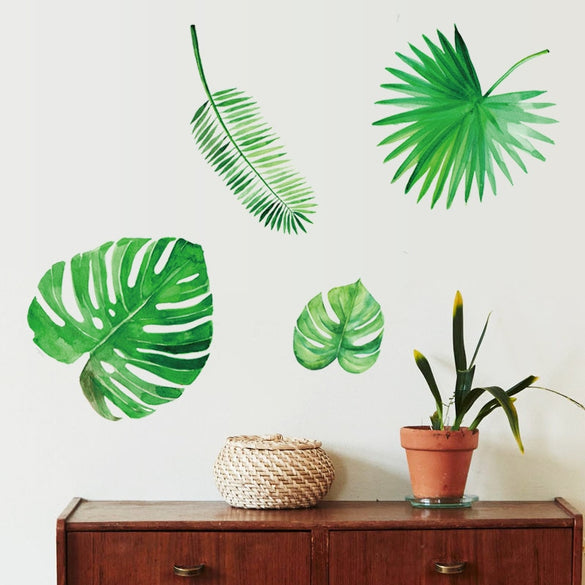 DIY Palm Leaves Tropical Raffia Tree Leaves Wall Sticker Vinyl Mural Art for Kids Room Wall Decals Home Decor Living Room