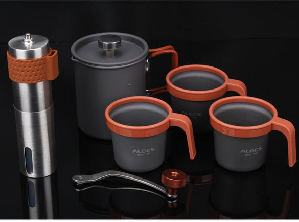 Manual  Mini Coffee  Pot Set   Maker and  Grinder Outdoor for Travel  Newbrand appropriate for tourists to carry around